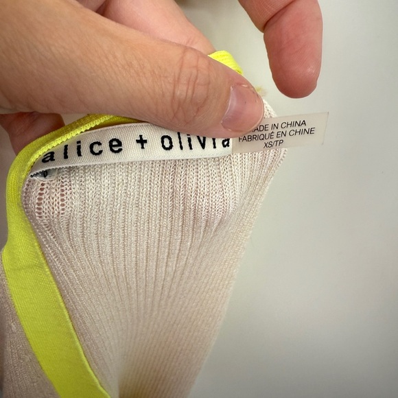 Alice + Olivia Aria Ribbed Long Sleeve Slim Fit Color block Cardigan NWOT - Picture 11 of 11